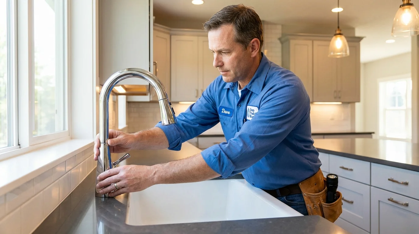 Kitchen faucet installation by Johns Plumbing LLC in Phippsburg