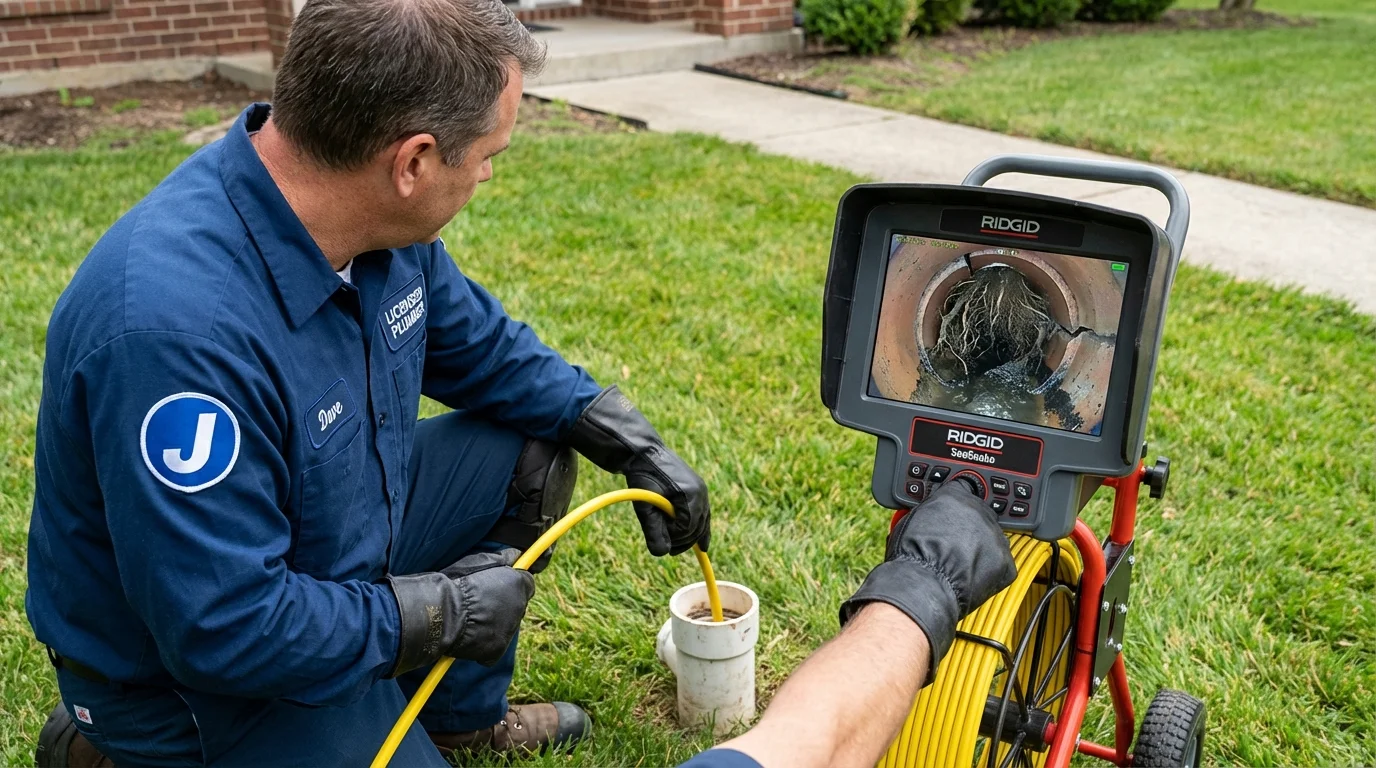 Sewer camera inspection being performed by Johns Plumbing LLC in Phippsburg